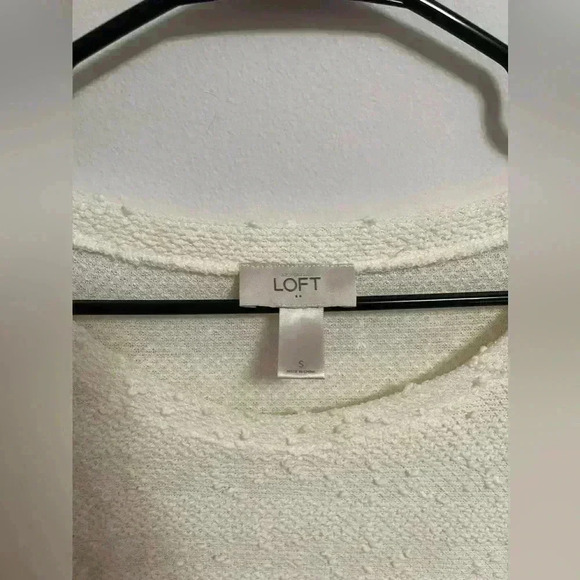 LOFT - Women’s Cream Lightweight Popcorn Knit Layer Lace Top - Size S - Picture 2 of 5